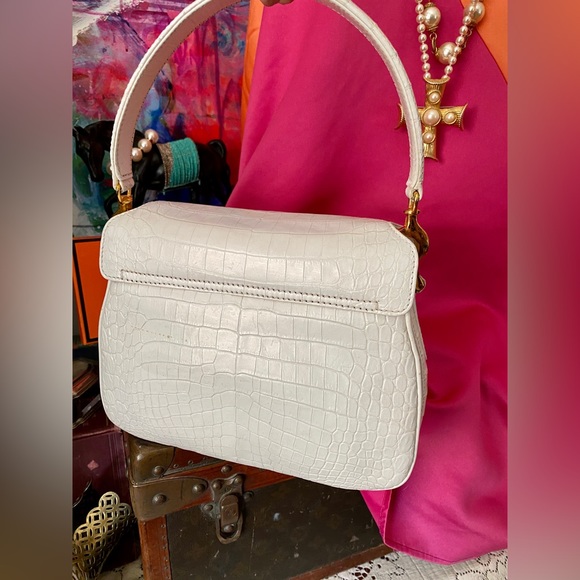 Ultra Rare GUCCI White 1960’s Kelly Bag Purse ICONIC 2 Straps GORGEOUS GG - Picture 5 of 9